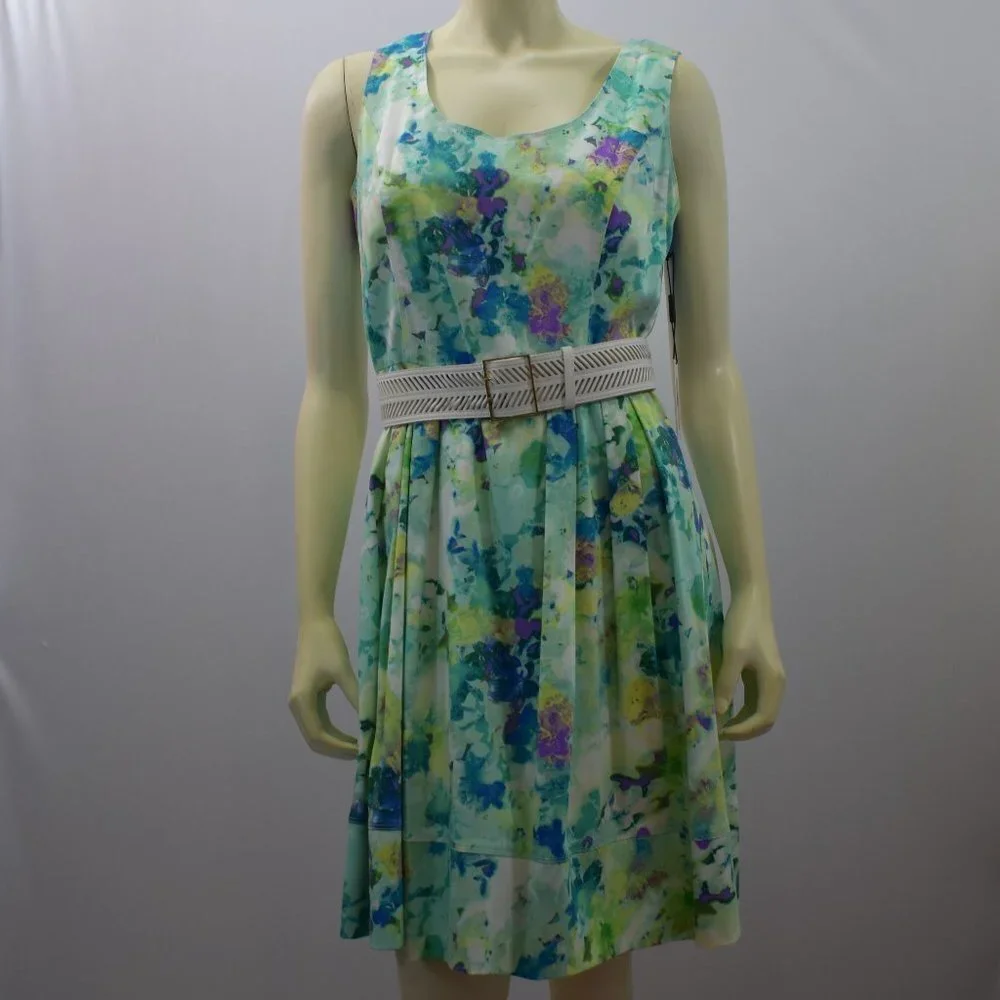 CALVIN KLEIN YELLOW‎ BELTED WOMEN'S DRESS SZ 10 NEW